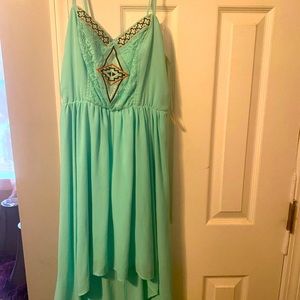 Spaghetti strap high low chiffon material dress